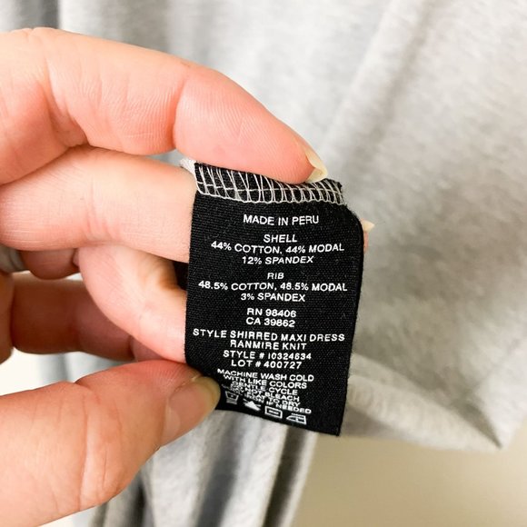 THEORY Shirred Maxi Dress Ranmire Knit Gray Large - Picture 7 of 8